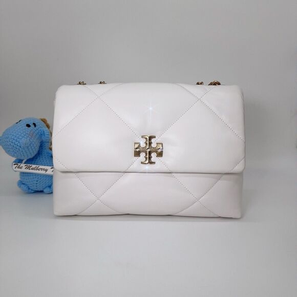 Tory Burch 154704 Kira Diamond Quilt Convertible Shoulder Bag Leather Blanc NWT - Picture 1 of 10